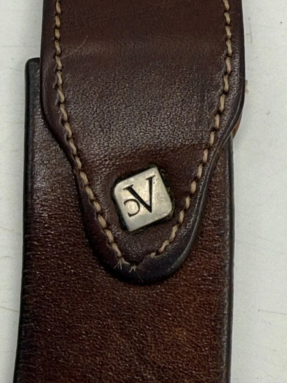 Arturo Calle Italian Leather Belt Size 40 Brown Silver Buckle 1.25